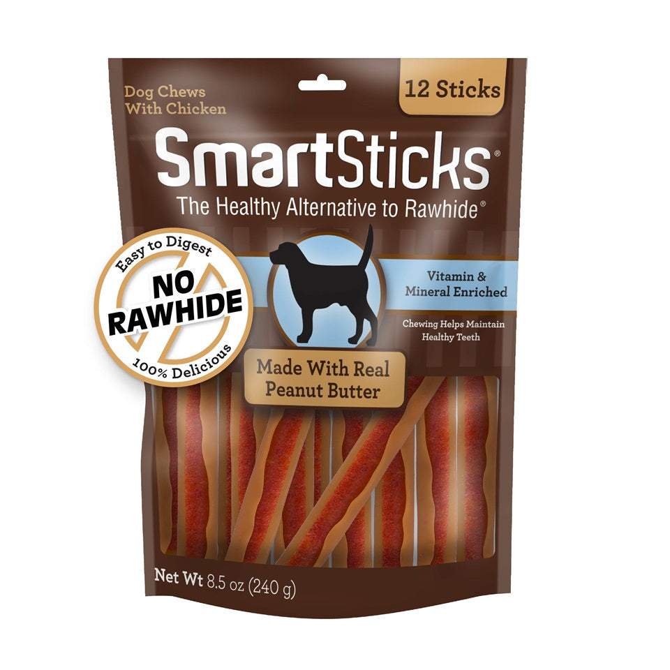 Peanut butter rawhide dog chews best sale