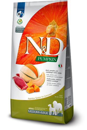 Farmina N&D Pumpkin Grain-Free Canine Duck & Cantaloupe Melon Adult Medium & Maxi (26.4LB)