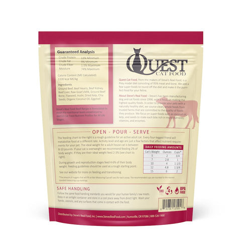 Steve's Real Food Quest Frozen Beef Diet Cat Food (2 lb)