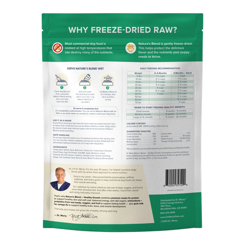 Dr Marty Dog Freeze Dried Healthy Growth 16oz