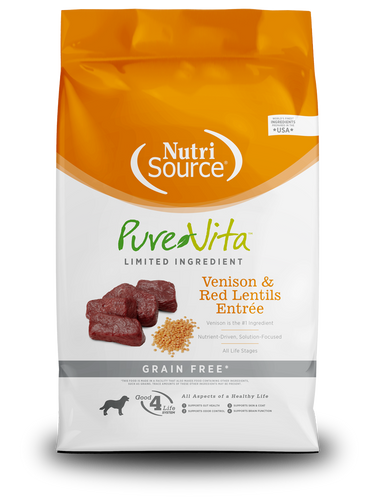 NutriSource® PureVita™ Venison & Red Lentils Entrée Grain Free Limited Ingredient Dog Food