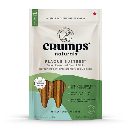 Crumps Naturals Plaque Busters Bacon Dental Sticks Dog Treats