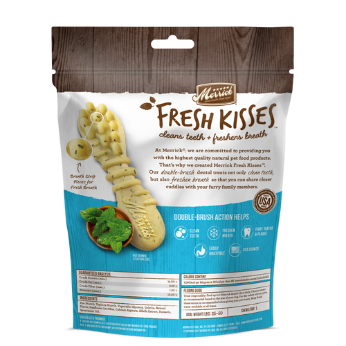 Merrick Fresh Kisses Grain Free Mint Breath Strips Medium Dental Dog Treats