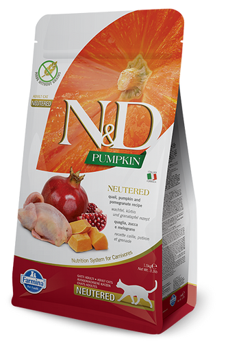 Farmina Prime N&D Natural & Delicious Grain Free Pumpkin, Quail, & Pomegranate Neutered Adult Dry Cat Food
