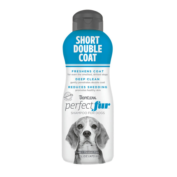 TropiClean Perfect Fur Short Double Coat Shampoo for Dogs (16 oz)
